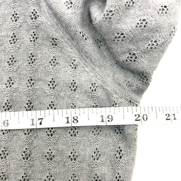 The Limited Sweater Women's M Grey Open-Front Belted Mixed Media Knit Cardigan - Picture 9 of 13